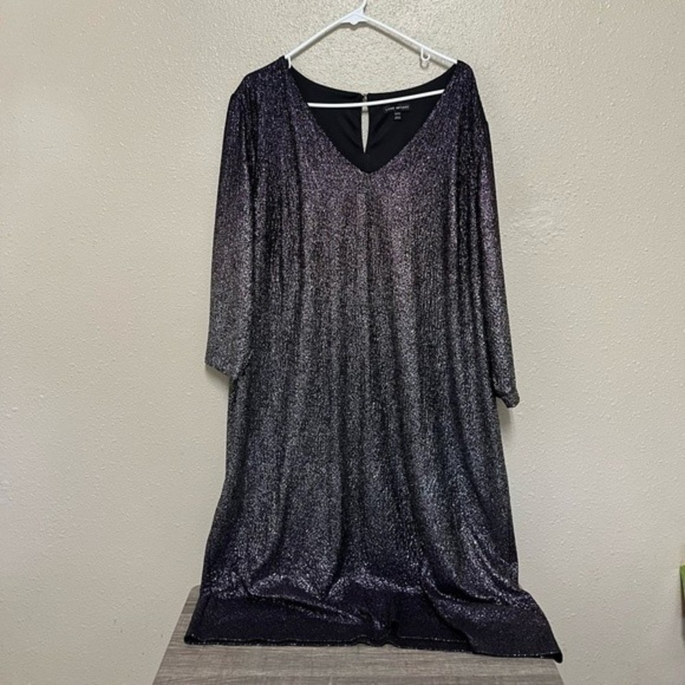 Lane Bryant, purple and silver metallic shimmer dress GUC size 22/24